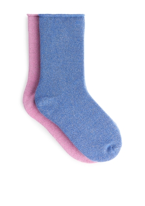 Glittery Socks, 2 Pairs - Pink