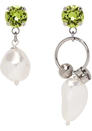 Justine Clenquet Silver & Green Stan Earrings