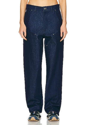 Sky High Farm Workwear Unisex Denim Double Knee Work Pant Woven in BLUE - Blue. Size L (also in XS).