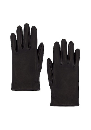 Saint Laurent Leather Gloves in Black & Gold - Black. Size 6.5 (also in 8).