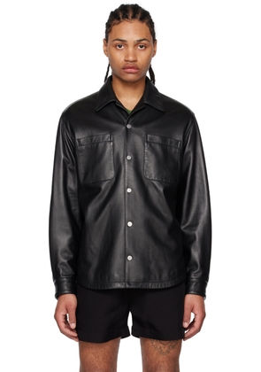 Second/Layer Black Press-Stud Leather Jacket