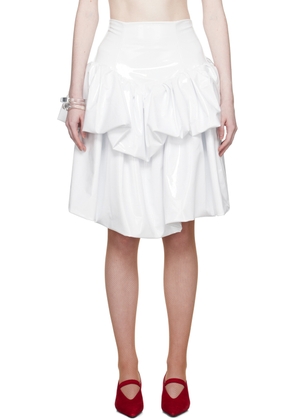 Nicklas Skovgaard White Skirt#64 Faux-Leather Midi Skirt
