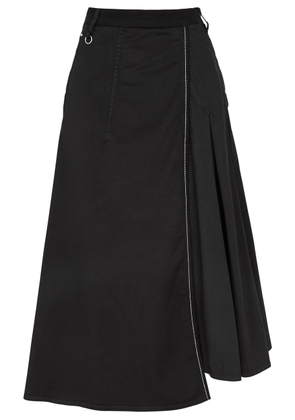 High Implicate Wrap-effect Stretch-cotton Midi Skirt - Black - 42 (UK10 / S)