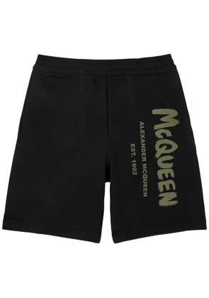 Alexander Mcqueen Graffiti Logo-print Cotton Shorts - Black - L