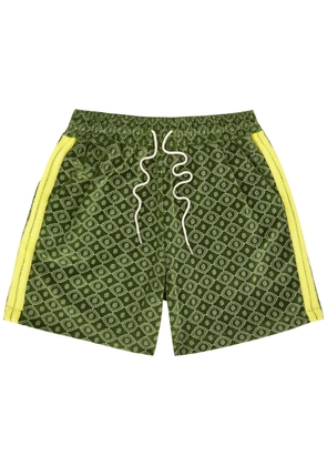 DRÔLE DE Monsieur Logo-monogrammed Velvet Shorts - Green - L