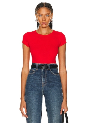 SABLYN Yael Fitted Rib Shirt in Scarlet - Red. Size L (also in ).