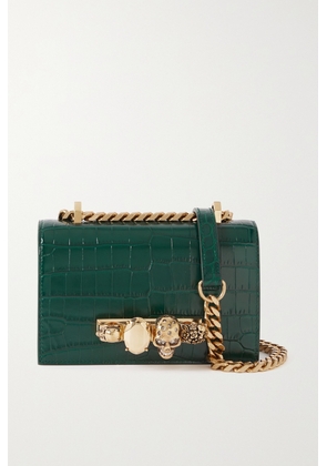 Alexander McQueen - Jewelled Satchel Embellished Croc-effect Leather Shoulder Bag - Green - One size