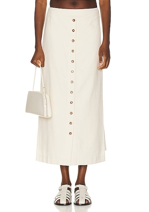 Loulou Studio Atri Long Buttoned Skirt in Rice Ivory - Ivory. Size M (also in S, XS).