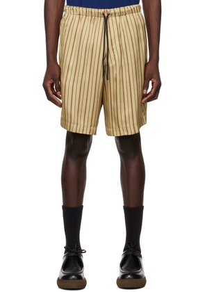 Dries Van Noten Khaki Striped Shorts
