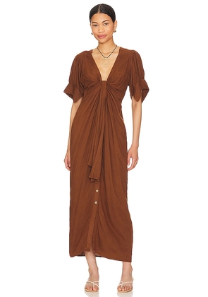 Free People Vintage Summer Midi Dress in Chocolate. Size XS.