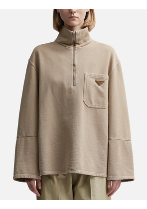 Turtleneck Cotton Fleece Blouson Jacket
