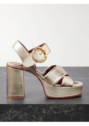 See By Chloé - Lyna Metallic Leather Platform Sandals - Gold - IT35,IT35.5,IT36,IT36.5,IT37,IT37.5,IT38,IT38.5,IT39,IT39.5,IT40,IT40.5,IT41,IT41.5,IT42