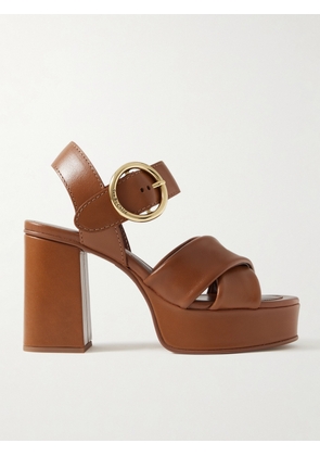 See By Chloé - Lyna Leather Platform Sandals - Brown - IT36,IT36.5,IT37,IT37.5,IT38,IT38.5,IT39,IT39.5,IT40,IT40.5,IT41,IT41.5,IT42
