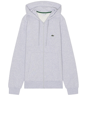Lacoste Fleece Zipped Hoodie in Grey. Size 4, 5, 6, XL/1X.