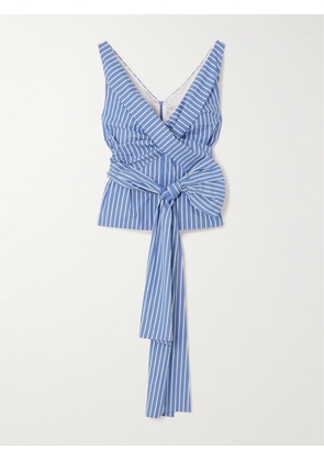 Dries Van Noten - Colada Bow-embellished Striped Cotton-poplin Top - Blue - FR34,FR36,FR38,FR40,FR42,FR44