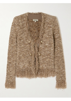 L'Agence - Azure Button-embellished Bouclé Blazer - Brown - x small,small,medium,large