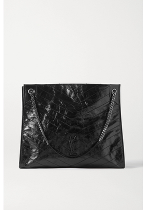 SAINT LAURENT - Niki Large Quilted Crinkled Glossed-leather Tote - Black - One size
