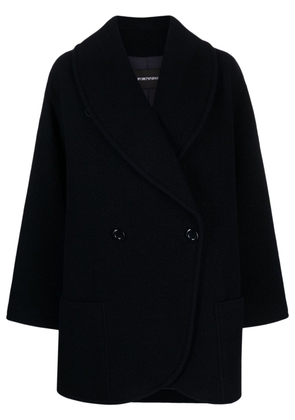 Emporio Armani double-breast wool-blend coat - Blue