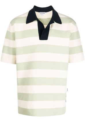 Sunnei stripe-pattern short-sleeve polo shirt - Neutrals