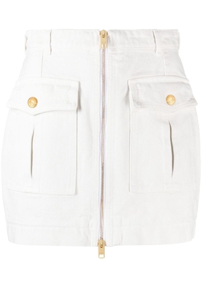 Bally zip-up organic cotton miniskirt - White