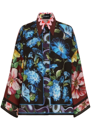 Dolce & Gabbana floral-print silk shirt - Black