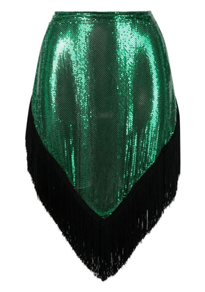 Rabanne chainmail-fringe asymmetric miniskirt - Green