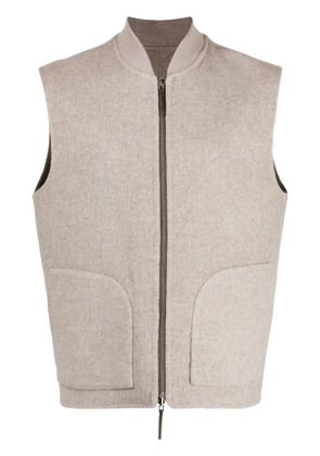 Man On The Boon. reversible zipped gilet - Brown