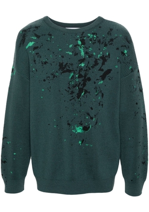 Moschino paint-splatter virgin wool jumper - Green