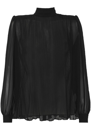 FRAME plissé-effect high-neck blouse - Black