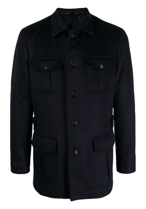 N.Peal button-up cashmere shirt jacket - Blue
