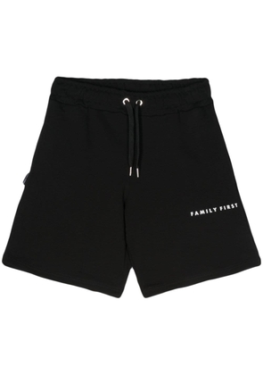 Family First logo-printed cotton shorts - Black