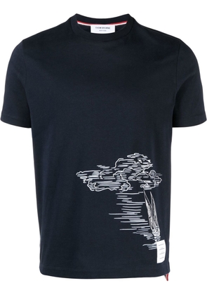 Thom Browne graphic-print detail T-shirt - Blue