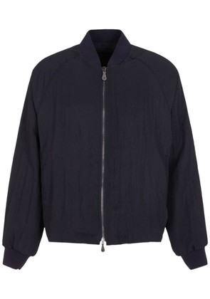 Giorgio Armani zip-up crinkled bomber jacket - Blue