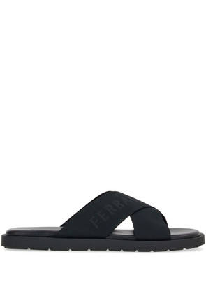 Ferragamo logo-jacquard crossover strap sandals - Black