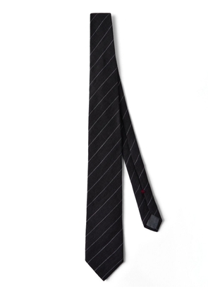 Brunello Cucinelli pinstripe-pattern silk tie - Black