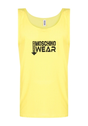 Moschino logo-appliqué mesh tank top - Yellow