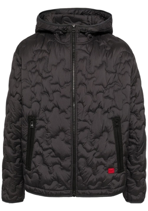 HUGO camouflage-quilted hooded jacket - Black
