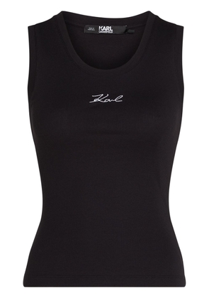 Karl Lagerfeld logo-embroidered ribbed tank top - Black