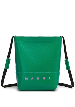 Marni logo-print two-tone shoulder bag - Green