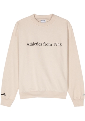 Diadora embroidered-slogan cotton sweatshirt - Neutrals