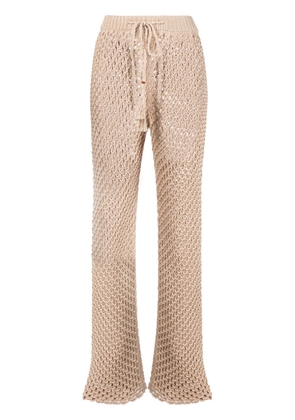 Alanui Mother Nature net-knit trousers - Neutrals