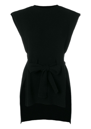 Cashmere In Love ribbed belted sleeveless top - Black