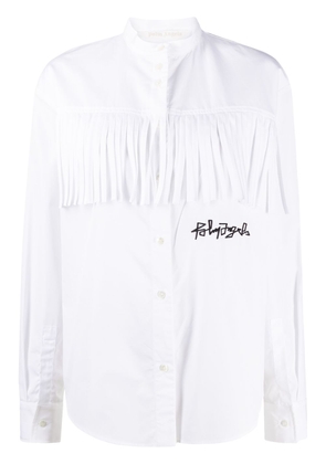 Palm Angels logo embroidered fringed shirt - White