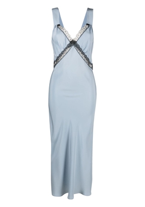 Reformation Provence lace-trim silk dress - Blue