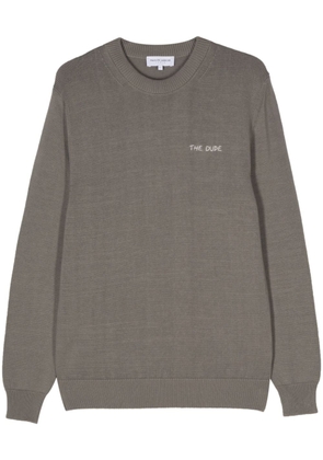 Maison Labiche Grand Cerf slogan-embroidered jumper - Grey