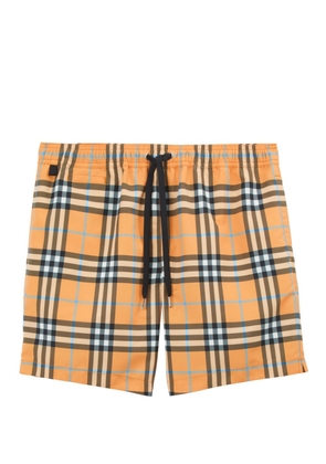 Burberry check drawcord swim shorts - Orange