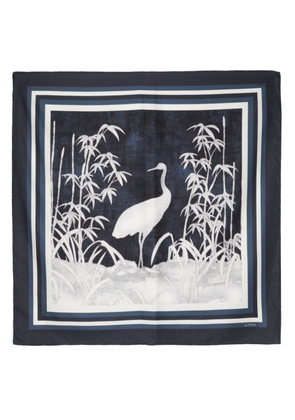 Kiton animal-print silk scarf - Blue