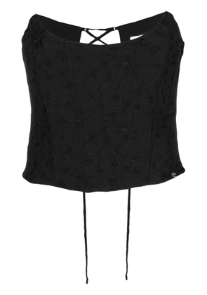 NISSA lace-up fastening corset top - Black