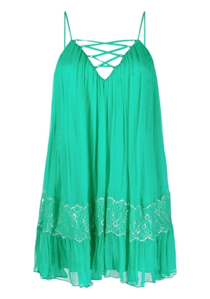 NISSA strap-detail silk mini dress - Green