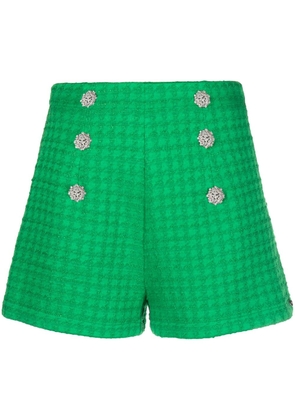 NISSA high-waisted bouclé shorts - Green